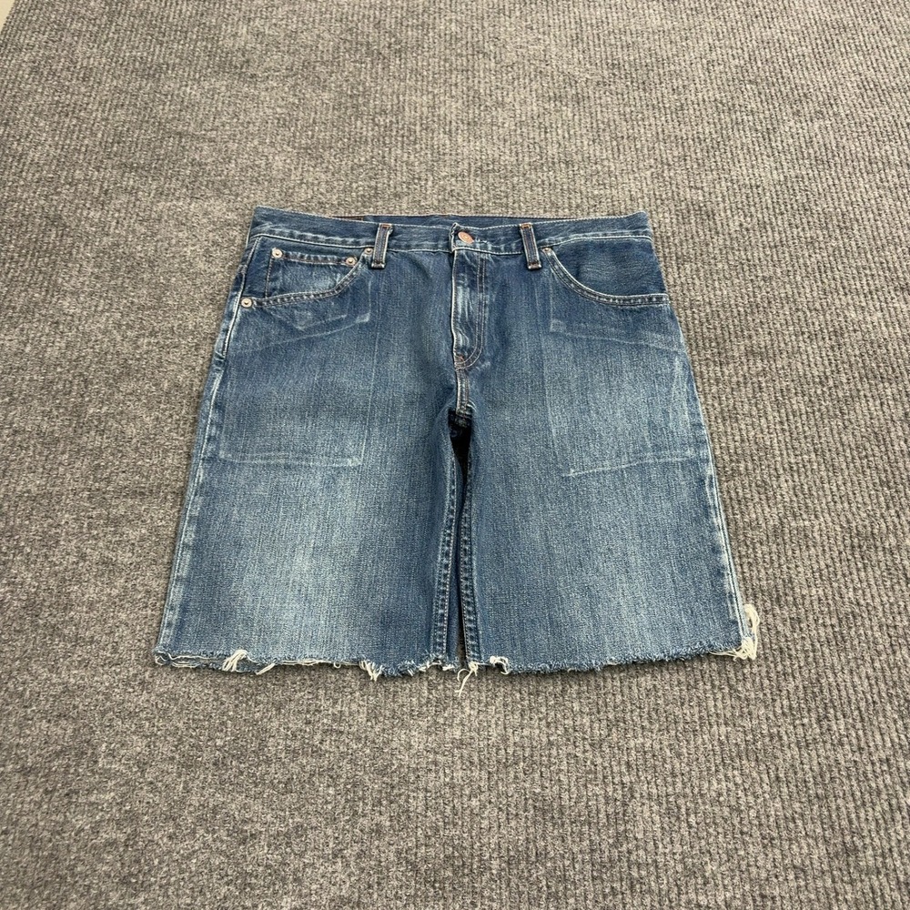 Vintage Levis 507 Denim Shorts Mens 33 Blue Cotton Cut Off Raw Hem Casual Street